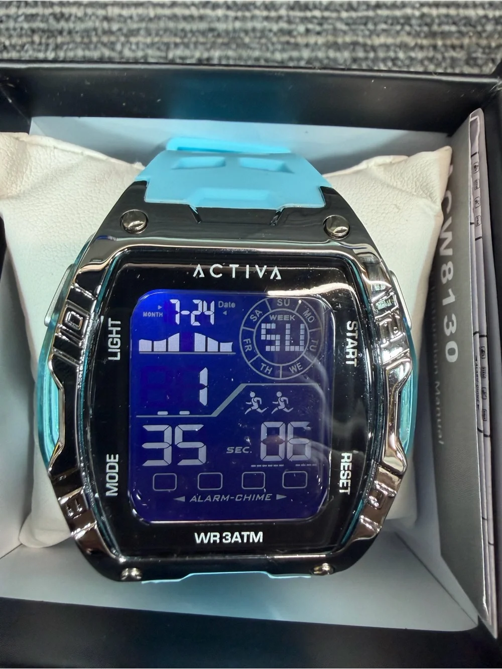 Activa X Invicta Digital Essentials 45mm Sport Watch with Black Dial New in Box